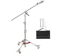 Neewer Pro 100% Stainless Steel C Stand Light Stand with Pulleys, Max. Height 14.4ft/440cm with 7ft/218cm Cross-Bar and Empty Sandbag for Photography Studio Reflector, Monolight and Other Equipment
