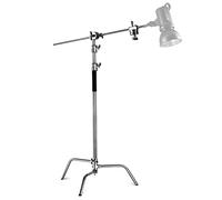 NEEWER Pro 100% Stainless Steel Heavy Duty C Stand with Boom Arm, Max Height 10.5ft/320cm Photography Light Stand with 4.2ft/128cm Holding Arm, 2 Grip Head for Studio Monolight, Softbox, Reflector