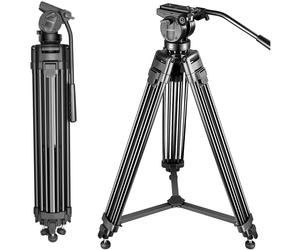 Neewer Professional 155cm Aluminum Alloy Video Camera Tripod with 360 Degree Fluid Drag Head,1/4 and 3/8 -inch Quick Shoe Plate and Bag，Load up to