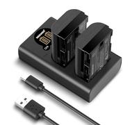 NEEWER Replacement Battery and Charger Set for LP-E6P/LP-E6NH/LP-E6N/LP-E6 | 2 Pack 2200mAh Batteries, Vertical USB Dual Charger, Compatible with Canon EOS R5 Mark II R6 R7 R 5DIV 7DII 80D 90D Cameras