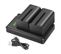 NEEWER Replacement Battery and Charger Set for NP-F750, 2 Pack 5600mAh Batteries and USB Charger, Compatible with Sony NP-F550 570 750 770 930 950 QM71 QM91 QM71D LED Light, Monitor, Motorized Slider