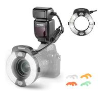 Neewer RF1-N Marco Ring Flash Light Compatible with Nikon Camera, 76Ws GN15 5600K TTL Lighting 1-1/128 Output Front/Rear Curtain Sync Color Gels, Lens Adapter Rings for Macro Photography Studio Photo