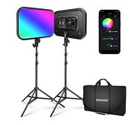 NEEWER RGB168 18.3" LED Video Light Panel with App Control Stand Kit 2 Packs, 360° Full Color 60W Dimmable 2500K-8500K CRI97+ 17 Effects Studio Lighting for Filming/Video Recording/Photography, Black