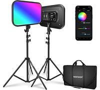 NEEWER RGB168 18.3" RGB Video Light with Brackets 2 Pack, with Application Control 360° Any Color 60W Adjustable 2500K-8500K CRI97+ 17 Effects LED Panel Lighting for