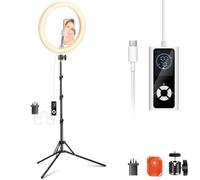 NEEWER RH12B Pro 12" 30W High Power LED Ring Light with 71" Tripod Stand Compatible with iPhone, 3290lux Bi Color Selfie Circle Light Phone Holder for Video Recording Makeup Stream, 2900-7000K CRI97+