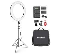Neewer Ring Light RP20-B 20 inch LED with Stand and Phone Holder, 44W 3200K-5600K with Battery/DC Power Option, USB Battery Charger, for Makeup Tattoo Lash Barber Salon YouTube TikTok Video Lighting