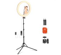 NEEWER RP18B Pro Ring Light 18 Inch with Tripod Stand and Mobile Phone Holder Compatible with iPhone, 45W 2900K-7000K App Control Cleaning Cloth, Selfie Video Makeup Studio Streaming Video Light