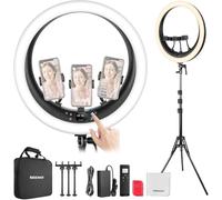 NEEWER RP19H 19 Inch Ring Light with Tripod/3 Cell Phone Holder/Cleaning Cloth, Compatible with iPhone, 2.4G LED Ring Light for Video Recording, Studio, Streaming, Zoom