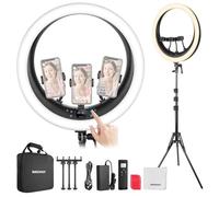 NEEWER RP19H 19" Ring Light with Tripod Stand/3 Phone Holders/Cleaning Cloth Compatible with iPhone, 2.4G Touch Control LED Ringlight for Video Recording Studio Streaming Zoom Selfie Makeup Lighting