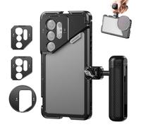 NEEWER S25 Ultra Phone Cage, PA082 Mobile Video Rig Phone Stabilizer for Video Recording with PA045E Bluetooth Side Handle, 67mm Filter Adapter, 17mm Lens Backplate & T Mount Compatible with Moment