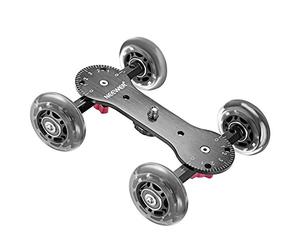 Neewer Scaled Camera Table Dolly Slider with 22 pounds/10 kilograms Load Capacity Skater Design Aluminum Rods Rotatable Rubber Wheels 1/4-inch 3/8-inch Screw Threads for DSLRs Video Camcorders (Black)