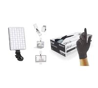 NEEWER Selfie Light with Front & Back Phone Clip, High Power 60 LED 2000mAh Rechargeable CRI 95+ & Unigloves Black Pearl Nitrile Examination Gloves - Multipurpose