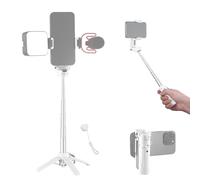 NEEWER Selfie Stick with Detachable Bluetooth Remote Shutter, Lightweight Foldable Travel Tripod for iPhone, 360° Phone Holder Cold Shoe for YouTube/TikTok Vlogs Live Streaming Photography, White, P15