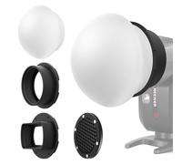 NEEWER Silicone Flash Diffuser with Grid & Two Magnetic Adapter Rings Compatible with Godox V1/V1 PRO NEEWER NW620 NW700 NW760 Z880 Z760 Square Head & Z1 Z2 Round Head Camera Speedlight, CRS4