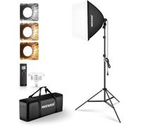 NEEWER Softbox Beleuchtungsset mit Stativ, 60x60cm Soft Box Set, 45W Bi Color 2,4G LED Birne, 20m Fernbedienung, 10 Kanäle, 2900K-7000K, 1400lx/1m CRI95 Fotostudio Videoaufzeichnung Dauerlicht, NK104