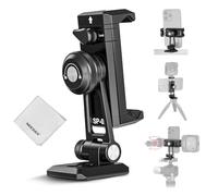 NEEWER SP-02 Phone Tripod Mount Adapter with Arca Type Quick Release Plate Cold Shoe 360° Rotation 180° Tilt Cleaning Cloth, Foldable Holder Compatible with iPhone Android Samsung for Video Recording