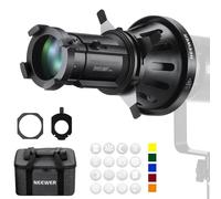 NEEWER Spotlight Snoot with 20° Projection Lens, Adjustable Focus, 16 Metal Gobos 5 Color Gels, Bag, Conical Snoot for Bowens Mount LED Continuous Output Lighting Studio Video Light Up to 300W, LS-39
