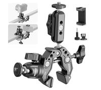 Neewer Super Clamp with 3" Dual Ballhead Magic Arm, Ball Head Adapter, Cold Shoe, Holder, Action Camera Clamp Mount for Flat/Round Surface Compatible with GoPro DJI, 15 Pro Max, ST85