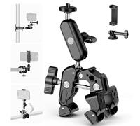 NEEWER Super Clamp with 3" Dual Ballhead Magic Arm, Camera Phone Clamp Mount with 1/4" 3/8" Threads, Cold Shoe, Phone Holder, Action Camera Adapter Compatible with GoPro DJI iPhone 16 15 Pro Max, ST88