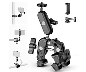 NEEWER Super Clamp with 3" Dual Ballhead Magic Arm Camera Phone Mount, ST88 | With 1/4" and 3/8" Threads, Cold Shoe, Phone Holder, Action Camera Adapter, Compatible with GoPro DJI iPhone 16 15 Pro Max