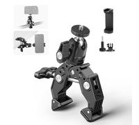 NEEWER Super Clamp with Ballhead, Cold Shoe, Holder and Action Mount Adapter for Flat/Round Surface Compatible with GoPro DJI 15 Pro Max, ST87