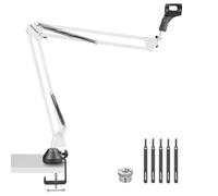 NEEWER Suspension Boom Arm Scissor Mic Stand, Microphone Arm Desk Stand with 3/8" to 5/8" Screw, Cable Ties Compatible with Blue Yeti Snowball Yeti X Quadcast, Max Load 3.3lb/1.5kg, NW-35, White
