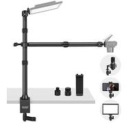 NEEWER TL253A+DS001 Table Camera Tripod with 2 Telescopic Arms, Phone Holder, Ball Heads, Screw Adapter, Table Light Stand for Camera, Mobile Phone, Webcam, Ring Light