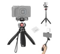 NEEWER TP38 Phone Camera Tripod Selfie Stick with Cell Phone Holder Action Camera Mount Adapter Compatible with iPhone GoPro, Mini Travel Tripod Stand with Cleaning Cloth for Vlogging Video Recording