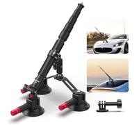 NEEWER Triple Suction Cup Car Mount for Action Cameras, CA065 | Compatible with Insta360 X5/X4 GoPro DJI Camera, Quick Release Windshield Magic Arm Mount, 2 in 1 Extension Pole/Selfie Stick