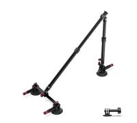 NEEWER Triple Suction Cup Car Mount Kit, Two 24" Aluminum Alloy Extension Poles, NATO Rail, Action Camera Adapter Compatible with GoPro DJI Insta 360, Max Load 2.2 lb, CA166