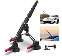 NEEWER Triple Suction Cup Car Mount Kit with 2in1 Extension Pole/Selfie Stick, Quick Release Outside Windshield Magic Arm Camera Mount with Action Camera Adapter Compatible with GoPro Insta360, CA065