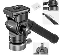 NEEWER Tripod Fluid Head with +/-10° Levelling Base, Metal Drag Pan Tilt Head Mount with Arca Type Quick Release Plate, Telescopic Handle, Cleaning Cloth for Compact DSLR Camera/Cam, Max. Load 4 kg