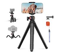 NEEWER Tripod for iPhone with Remote, Mini Flexible Phone Tripod Stand Vlog Selfie Stick with Phone Holder & Action Camera Adapter Compatible with iPhone GoPro Insta360 Samsung Digital Camera, TP35