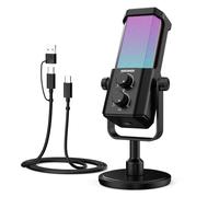 NEEWER UM01 AI Noise Canceling USB Microphone, Plug & Play Cardioid RGB Condenser Mic Mute/Music Sync/App Control for Android Windows PC Mac PS4/5 Gaming Recording Streaming Podcasting Studio Computer