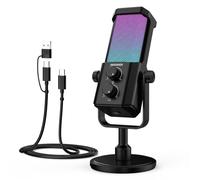 NEEWER UM01 AI Noise Canceling USB Microphone, Plug & Play Cardioid RGB Condenser Mic Mute/Music Sync/App Control for Android Windows PC Mac PS4/5 Gaming Recording Streaming Podcasting Studio Computer