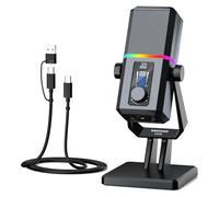 NEEWER UM02 RGB USB Microphone for Gaming Streaming Podcast, Cardioid Condenser Noise Cancellation Desk Mic for Headphone Monitoring Compatible with iPhone iPad Mac PC Android PS5/PS4 Pro/PS4
