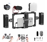NEEWER Universal Phone Cage Mobile Phone Stabiliser Video Rig Lighting Set with Bluetooth Shutter Release Side Handle, LED Light, USB C Microphone, Compatible with iPhone 16 Pro Max 15 Pro Max S24