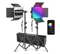 NEEWER Upgraded 660 PRO II RGB LED Video Light with App Control & Tripod Stand Kit, 2 Pack 50W/1% Min Dimming/CRI97+/3200~5600K Key Lighting for Game Streaming YouTube Recording Studio Photography