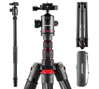 NEEWER Upgraded 80.7" Carbon Fiber Camera Tripod Monopod with Telescopic 2 Section Center Axes, 360° Panorama Ballhead, 1/4" Arca Type QR Plate, Travel Tripod with ø28mm Column, Max Load 26.5lb, N55CR