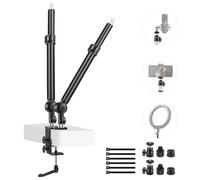 NEEWER Upgraded C Clamp Desk Mount for Dual Mount Stand, 225° Tilt & 360° Swivel Telescopic 17.7"-24.8" Desktop Webcam Stand for DSLRs Overhead Photography Ring Light