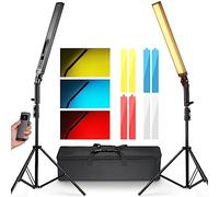 NEEWER Upgraded LED Video Light Stick & 2.4G Remote Kit, 2 Pack Handheld Dimmable 3200K~5600K CRI97+ Video Lighting with Stands/Filters/Bag for YouTube Video Recording Photography Gaming, BH20B Black