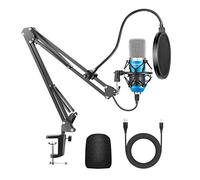 Neewer USB Microphone for Windows/Mac with Scissor Arm Mount, Shock Mount, USB Cable and Table Mount Kit for Broadcasting and Sound Recording (Blue and Silver)