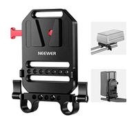 NEEWER V Mount Battery Plate with Dual 15mm Rod Clamps, 1/4" & 3/8" Threads, Metal V Lock Battery Mounting Plate Fits Camera Rig Cage with 15mm Rail Rod Support System, Compatible with SmallRig (ST43)
