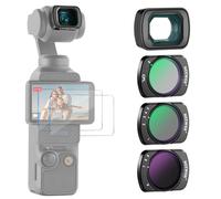 NEEWER Variable ND Filter Set Compatible with DJI Osmo Pocket 4 & 3 Creator Combo Accessories with 180° 0.75X Wide Angle Lens & Screen Protectors, Variable ND2-32 + ND64-512 + CPL Filter, FL-B15