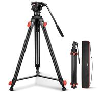 NEEWER Video Camera Tripod Fluid Head, Heavy Duty Lightweight Compact Portable Travel Stand for DSLR Camcorder Compatible with DJI Gimbals Compatible with Manfrotto QR Plates, Max Load 13.2 lbs, TP73