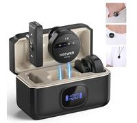 Neewer Wireless Lavalier Microphone for USB C with Charging Case, Compatible with iPhone/Android/PC/Laptop, 48KHz/24Bit Mini Lapel Mic, Noise Canceling 24H Battery for Recording Live Vlog, KM18
