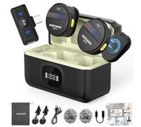 NEEWER Wireless Lavalier Microphone System Compatible with iPhone Android Phone PC Laptop Computer, Noise Cancelling Mini Lapel Mic Set with USB C OTG Charging Case 24H Battery 200m Long Range, KM18