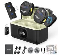 NEEWER Wireless Lavalier Microphone System Compatible with iPhone Android Phone PC Laptop Computer, Noise Cancelling Mini Lapel Mic Set with USB C OTG Charging Case 24H Battery 200m Long Range, KM18