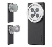 NEEWER X100 Ultra Case, Protective Phone Case Compatible with VIVO X100 Ultra, Heavy Duty TPU + PC Faux Leather with 17mm Lens Mounts & 67mm Filter Adapter for Wireless Charging, PA113 Black + Silver
