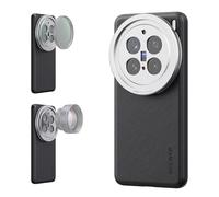 NEEWER X200 Pro Case, Protective Phone Case Compatible with VIVO X200 Pro, Heavy Duty TPU + PC Faux Leather with 17mm Lens Mounts & 67mm Filter Adapter for Wireless Charging, PA114 Black + Silver